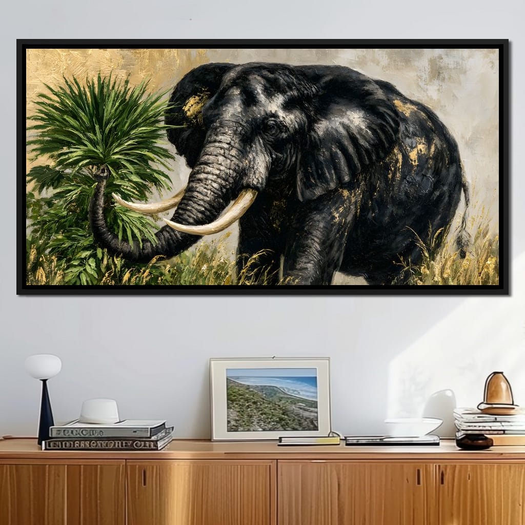 Silent Monarch of the Gilded Savanna Canvas Wall Art