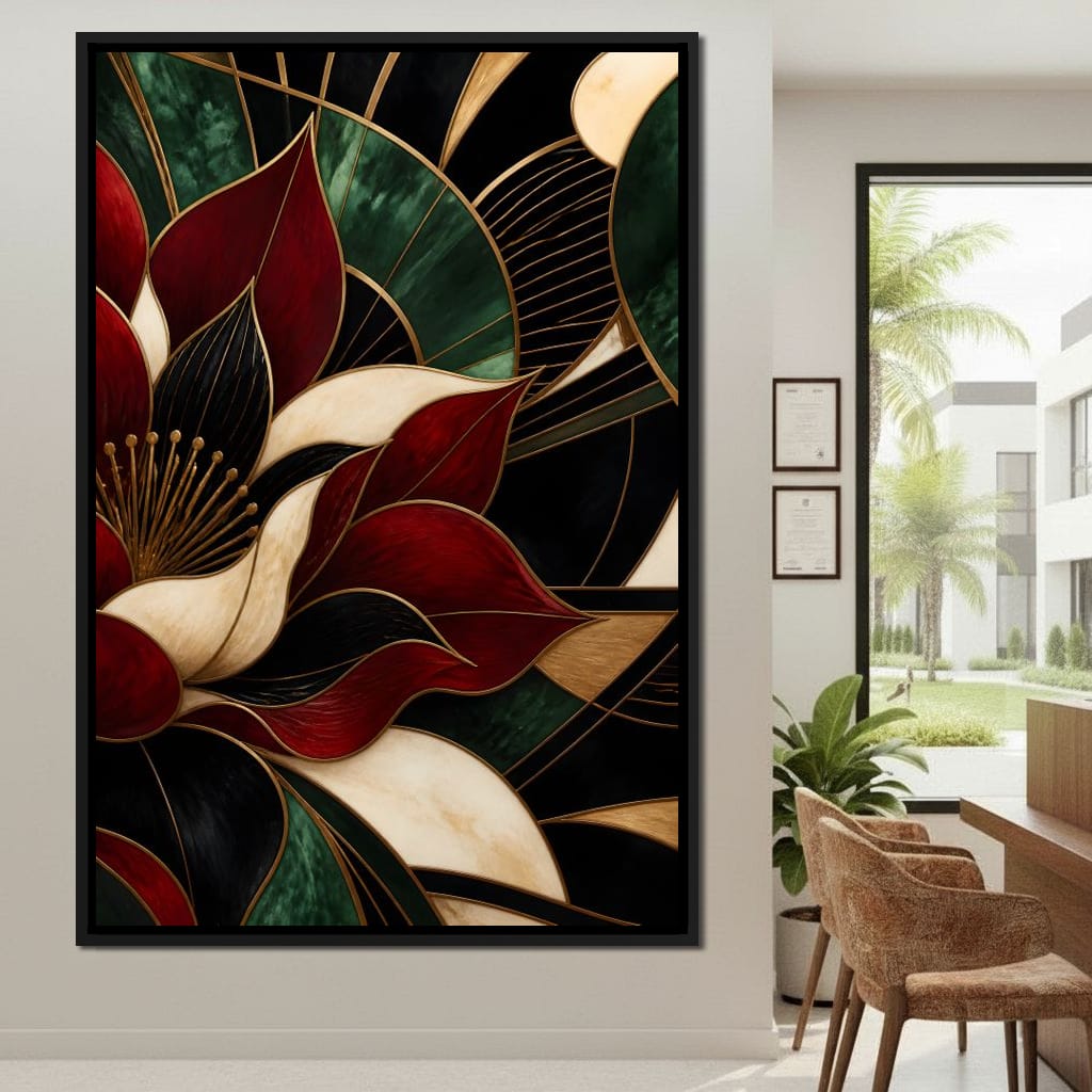 Gilded Petal Geometry Canvas Wall Art