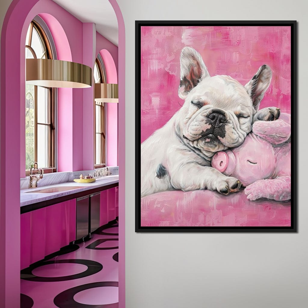 Slumbering Frenchie Dreams Canvas Wall Art