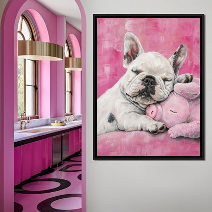 Slumbering Frenchie Dreams Canvas Wall Art