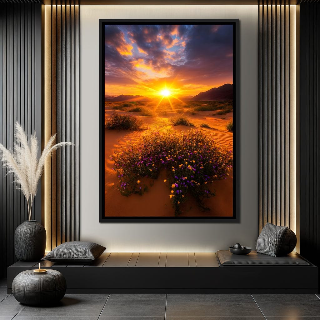 Golden Horizon Meadow Bloom Canvas Wall Art