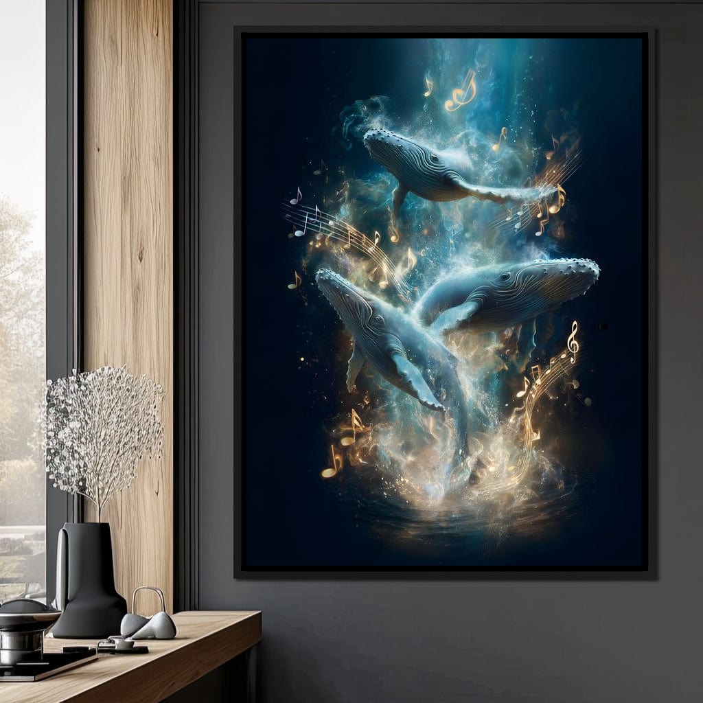 Melodic Tides of Dancing Whales Canvas Wall Art