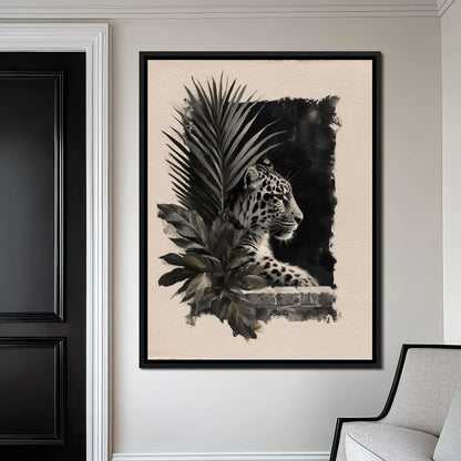 Feline Watch Over Stone Wall Canvas Wall Art
