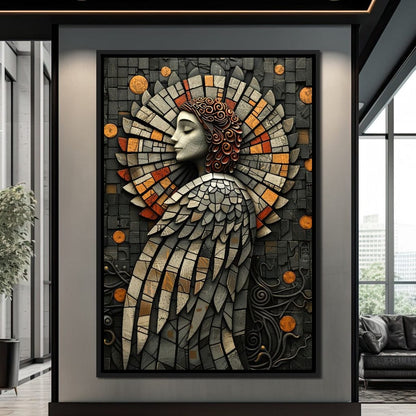 Mosaic Angel Enchantment Canvas Wall Art