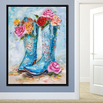 Floral Cowboy's Melodic Saga Canvas Wall Art