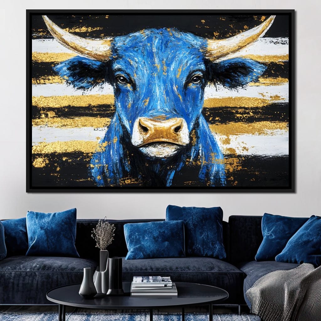 Bull Cobalt Resilience Canvas Wall Art