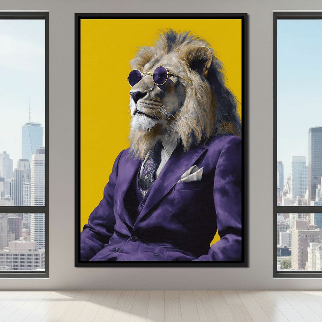 Regal Lion Boss Violet Suit Canvas Wall Art