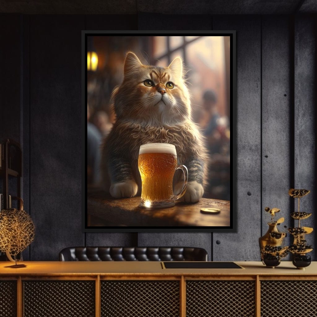 Cat Beer Canvas Wall Art