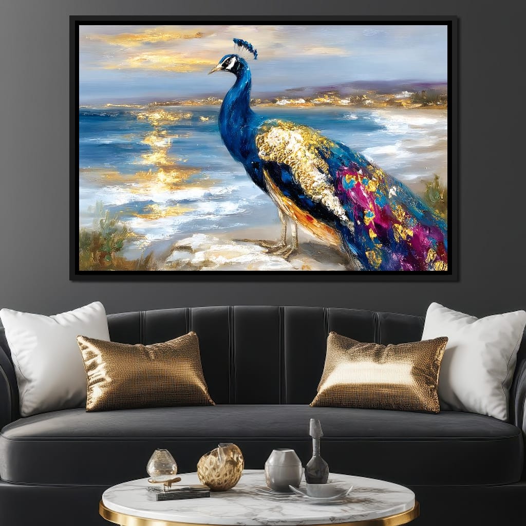 Gilded Peacock Shorelight Canvas Wall Art