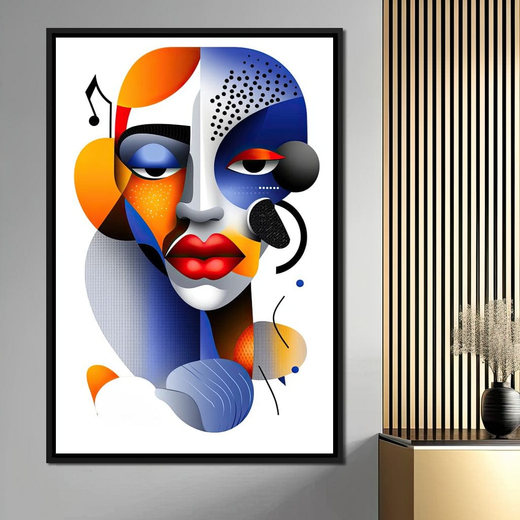 Red Lips and Bold Shapes Canvas Wall Art