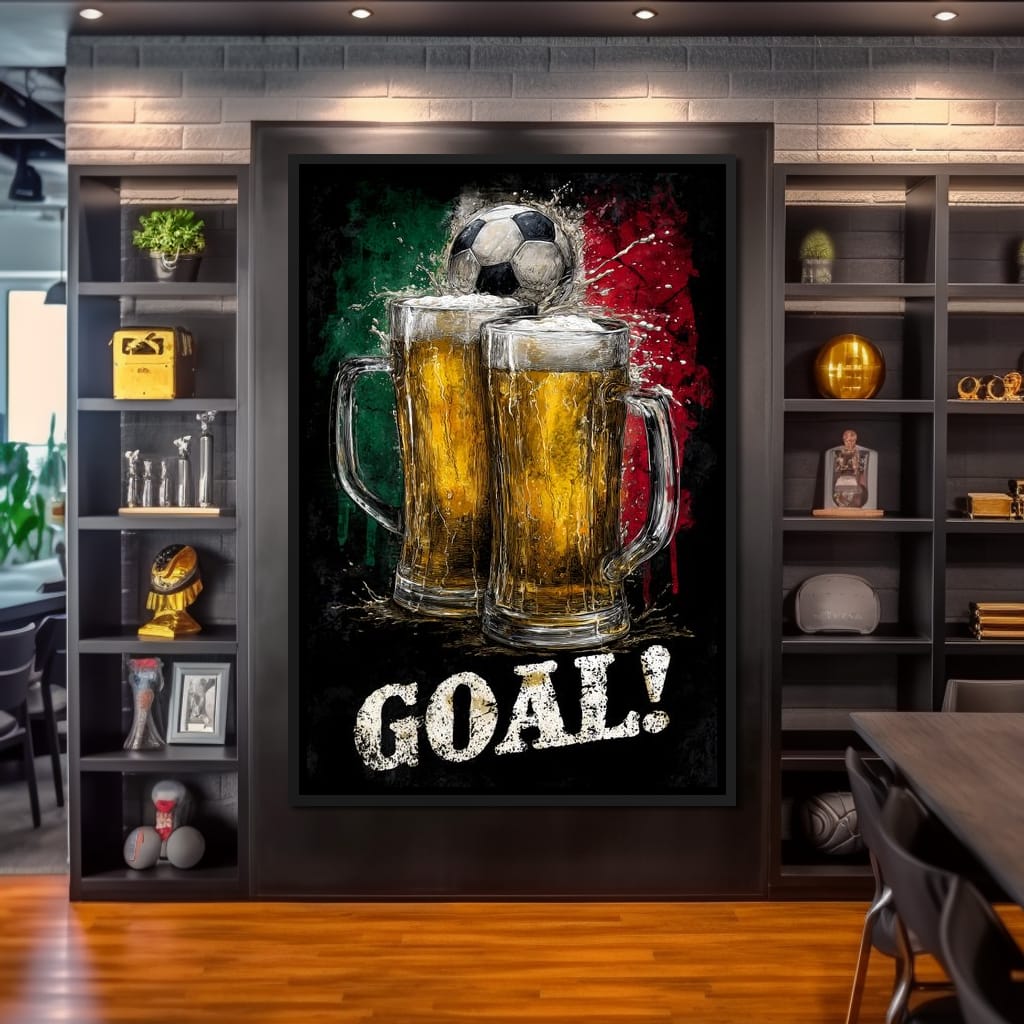 Italian Football Beer Goal Canvas Wall Art