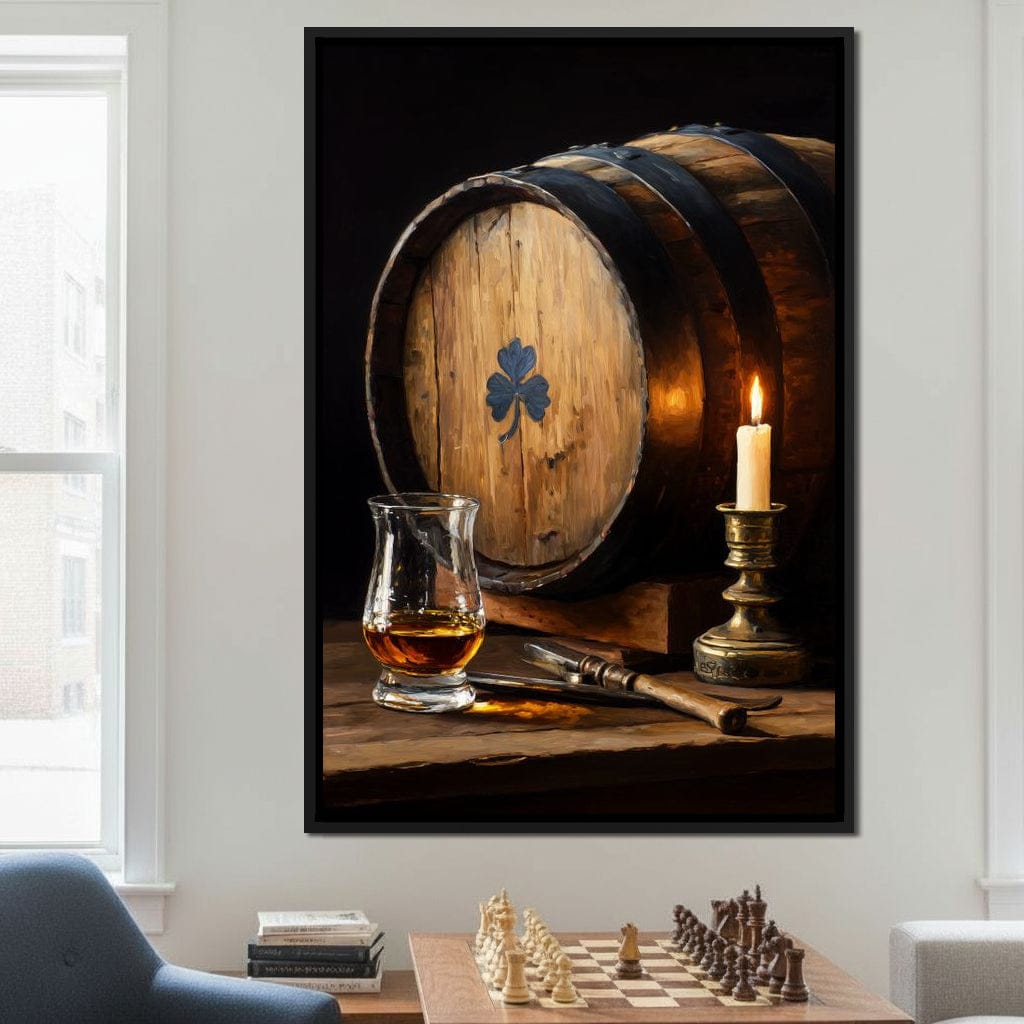 Candlelit Irish Whiskey Barrel Canvas Wall Art