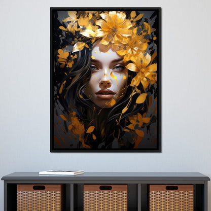 Golden Petal Crown Canvas Wall Art