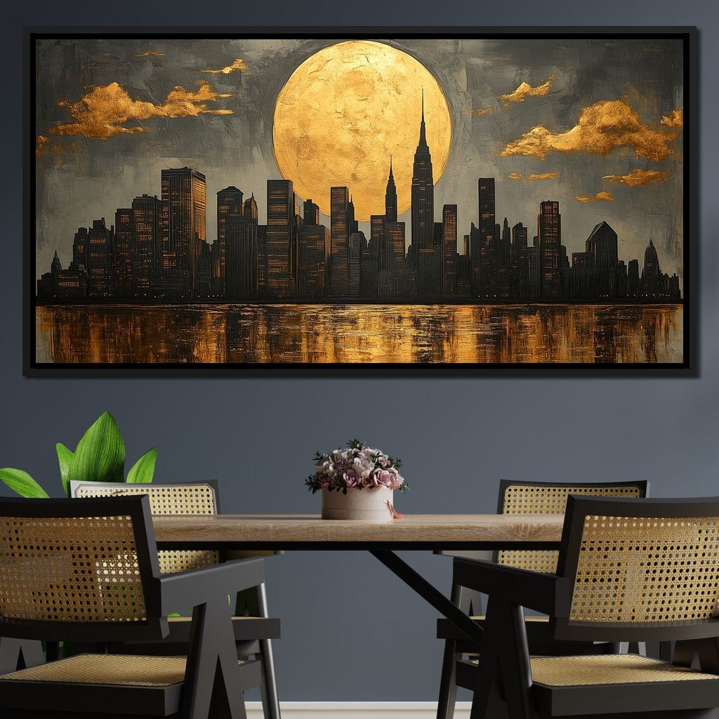 Golden Reflections Skyline Canvas Wall Art