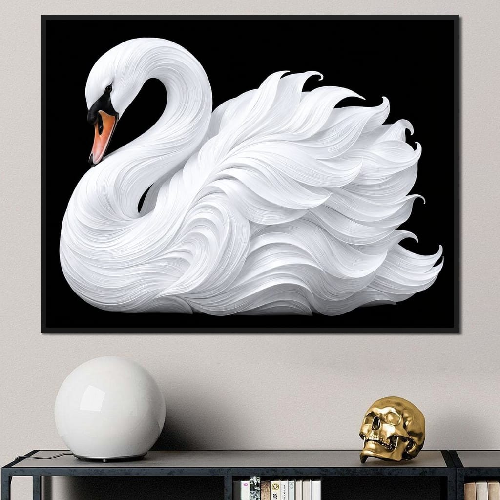 The Alabaster Swan Unfurled Canvas Wall Art