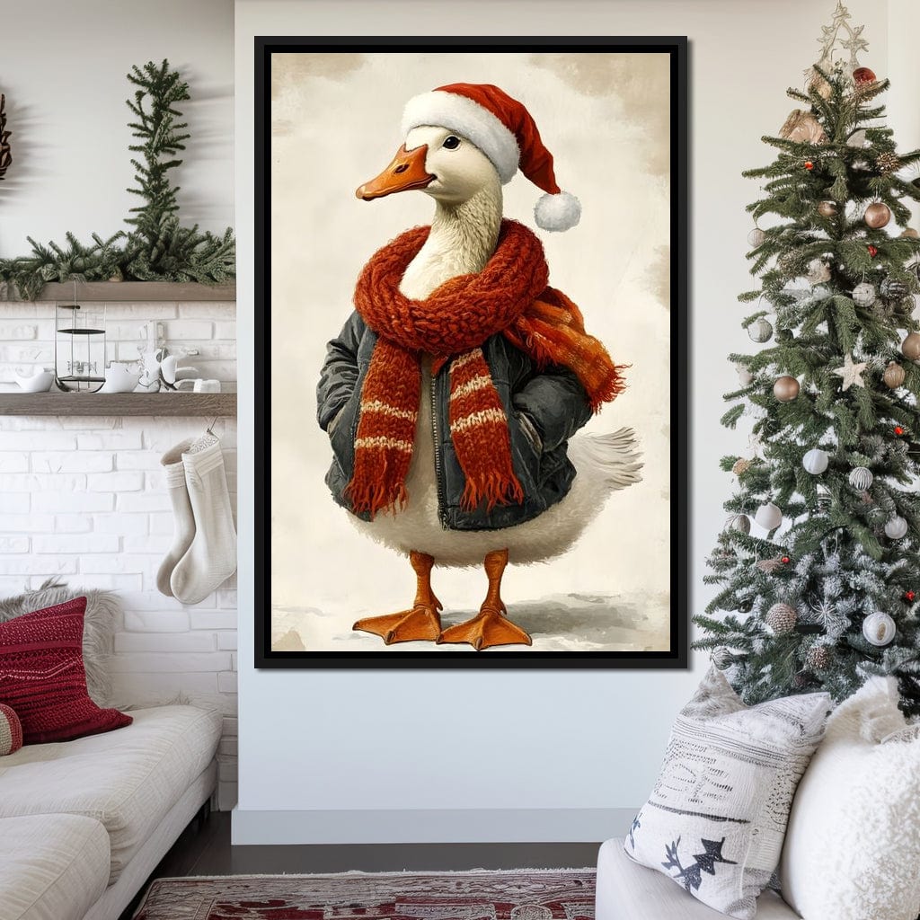 Festive Goose With Cozy Style Canvas Wall Art