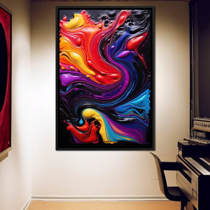 Twilight Abyss Energetic Pour Canvas Wall Art