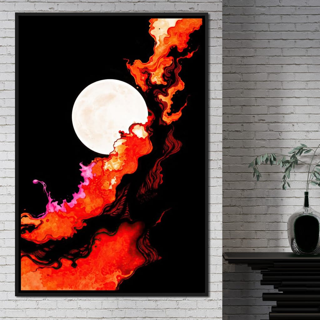 Firestorm Under the Moon Canvas Wall Art