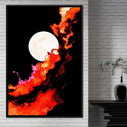 Firestorm Under the Moon Canvas Wall Art