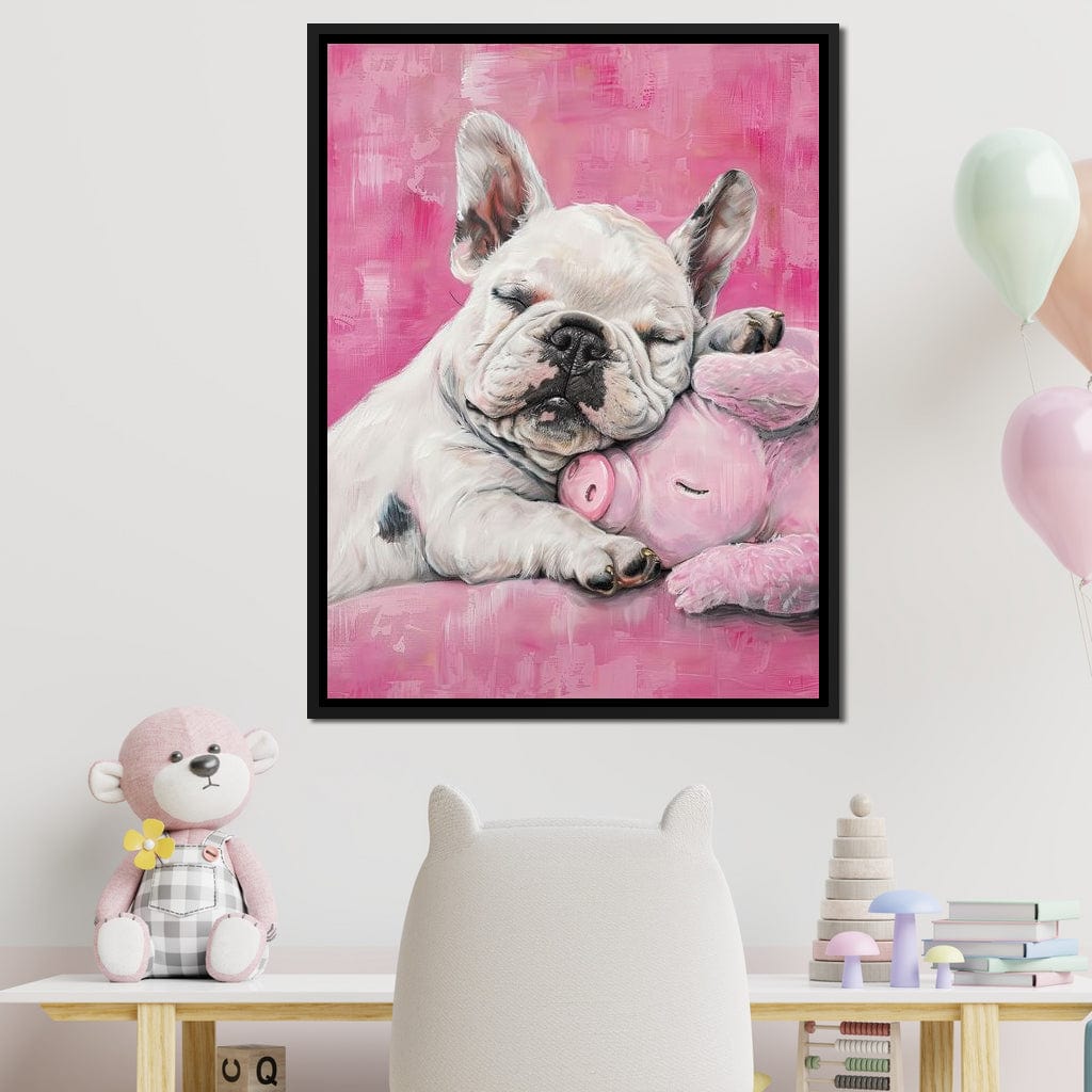 Slumbering Frenchie Dreams Canvas Wall Art