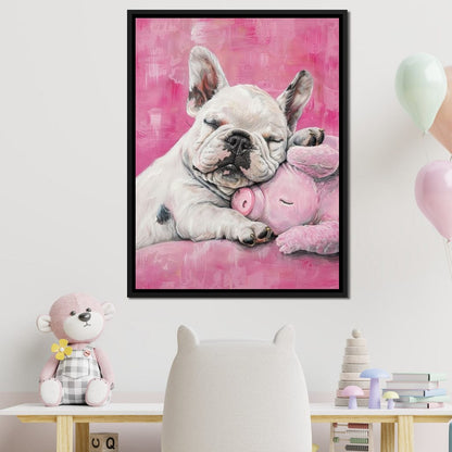 Slumbering Frenchie Dreams Canvas Wall Art