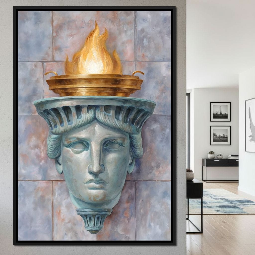 Liberty Torch Flame Portrait Canvas Wall Art