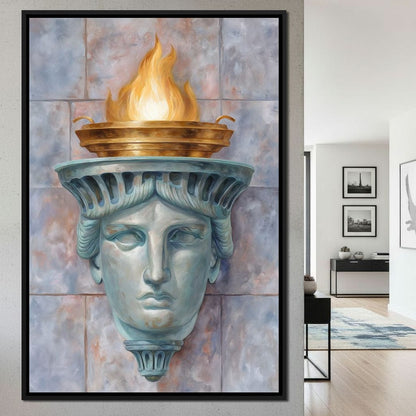 Liberty Torch Flame Portrait Canvas Wall Art