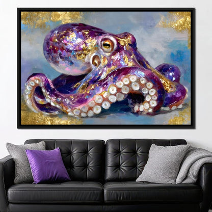 Gilded Violet Octopus Dream Canvas Wall Art