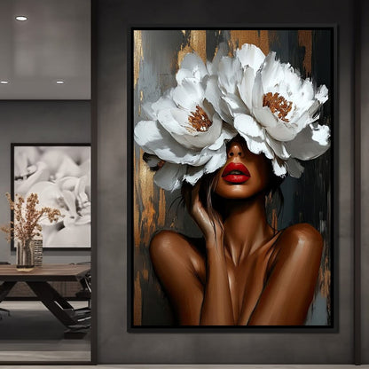 Elegance in Bloom Shadows Canvas Wall Art