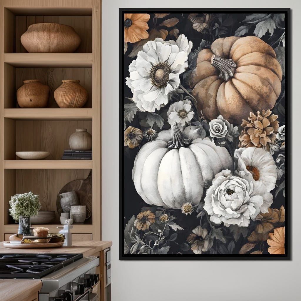 Autumn Pumpkin Floral Reverie Canvas Wall Art