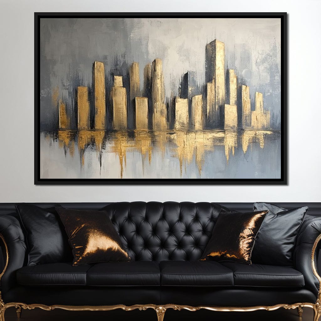 Golden Skyline Canvas Wall Art