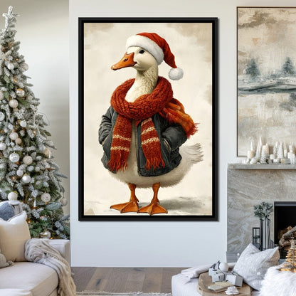 Festive Goose With Cozy Style Canvas Wall Art
