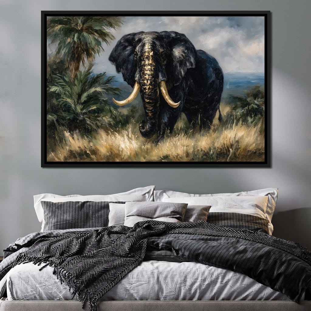 Majestic Elephant Safari Gold Canvas Wall Art