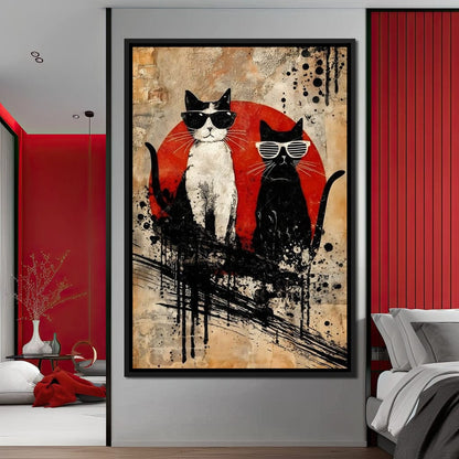 Streetwise Cats With Shades Canvas Wall Art
