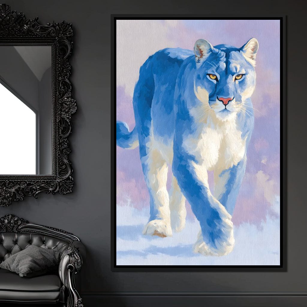 Silent Snow Puma Stroll Canvas Wall Art