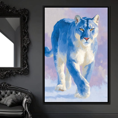 Silent Snow Puma Stroll Canvas Wall Art