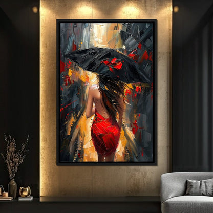 Rainy Stroll in Bold Brushwork Canvas Wall Art