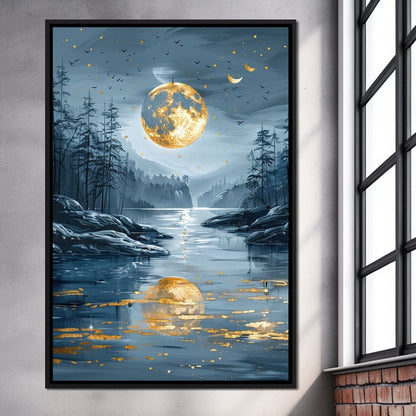 Luminous Nocturne Reflections Canvas Wall Art