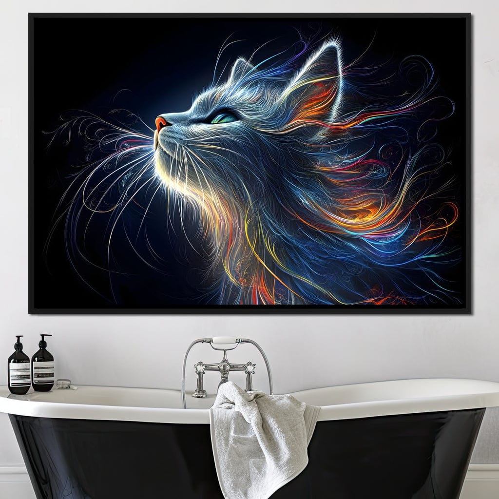 Celestial Feline Illuminations Canvas Wall Art