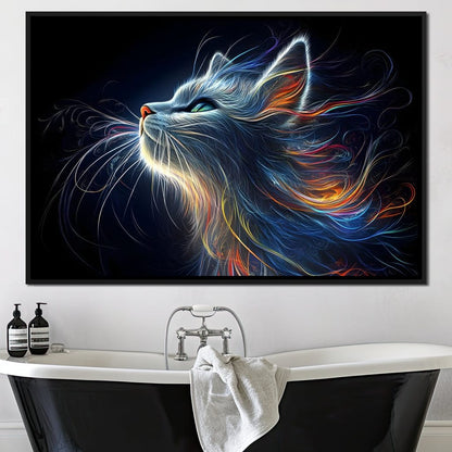 Celestial Feline Illuminations Canvas Wall Art