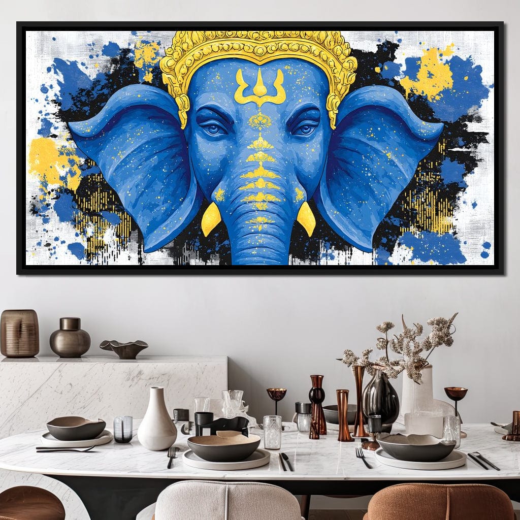 Ganesha Golden Majestic Tranquility Canvas Wall Art