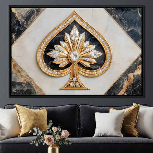 Golden Ace Diamond Blossom Canvas Wall Art