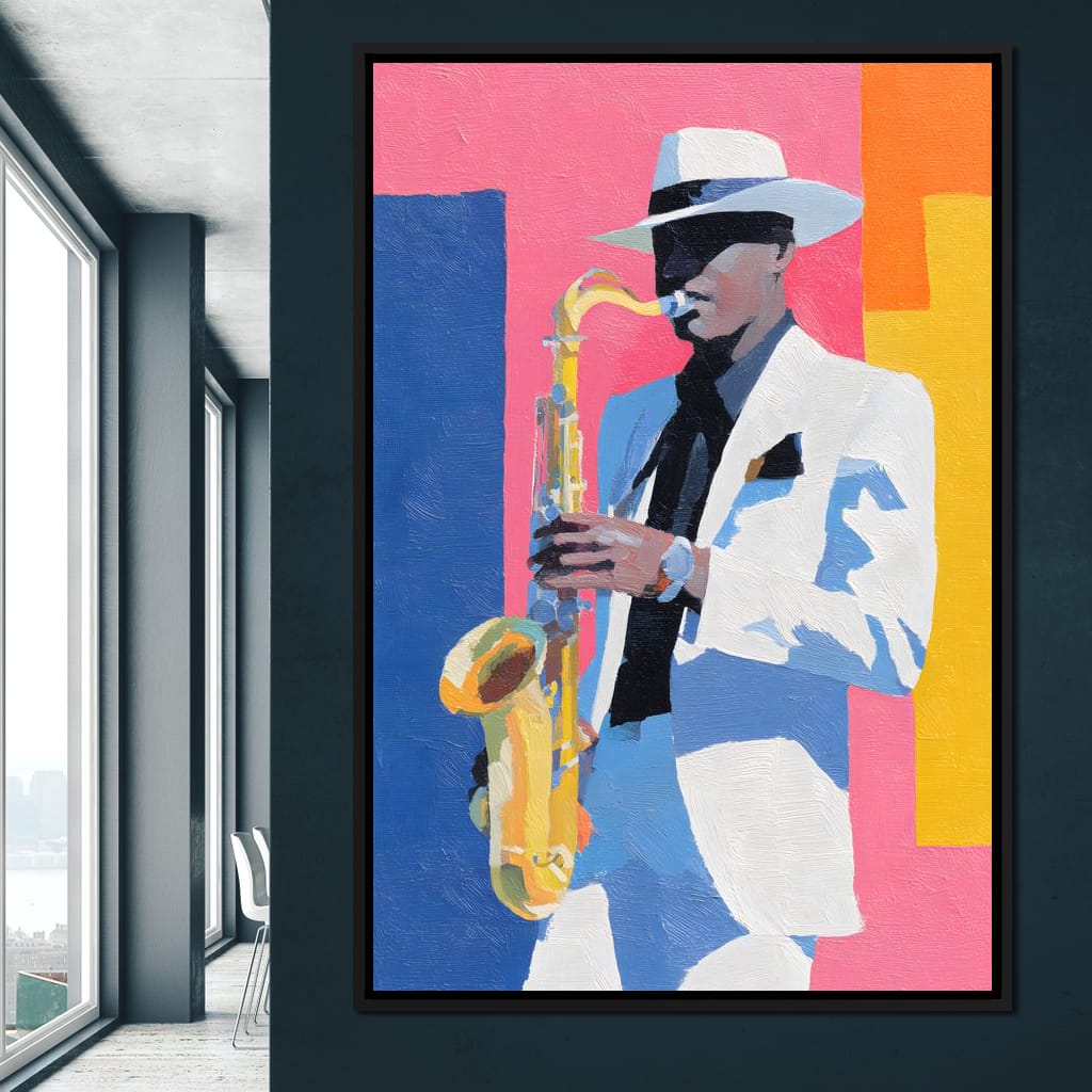 Vibrant Jazz Sax Soloist Style Canvas Wall Art