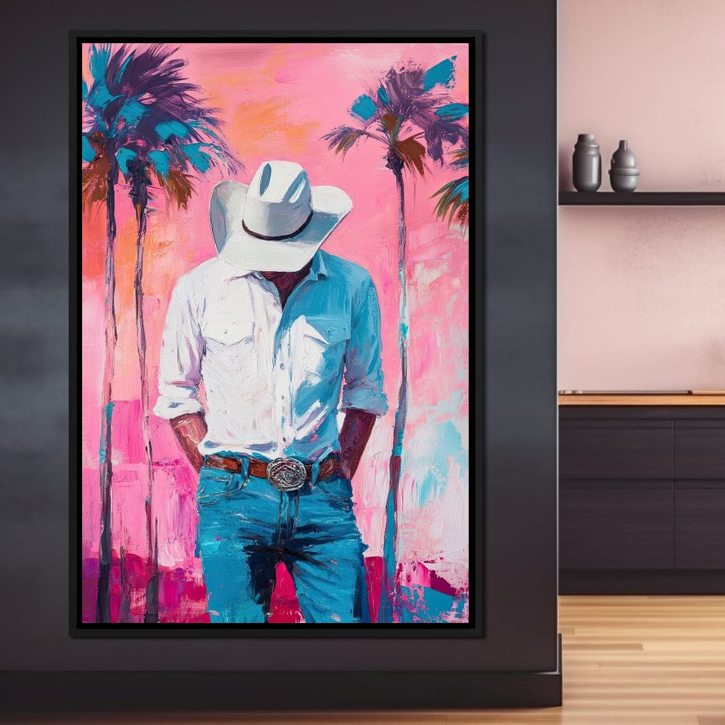 Cowboy Dreams Under Palms Canvas Wall Art