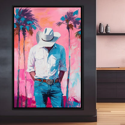 Cowboy Dreams Under Palms Canvas Wall Art