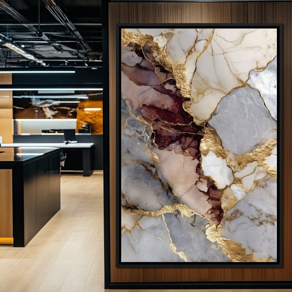 Gilded Marble Rift Elegy Canvas Wall Art