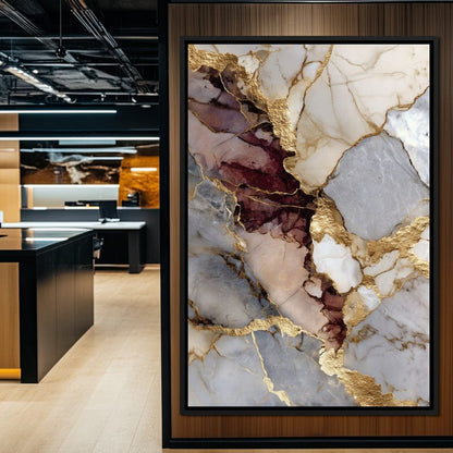 Gilded Marble Rift Elegy Canvas Wall Art