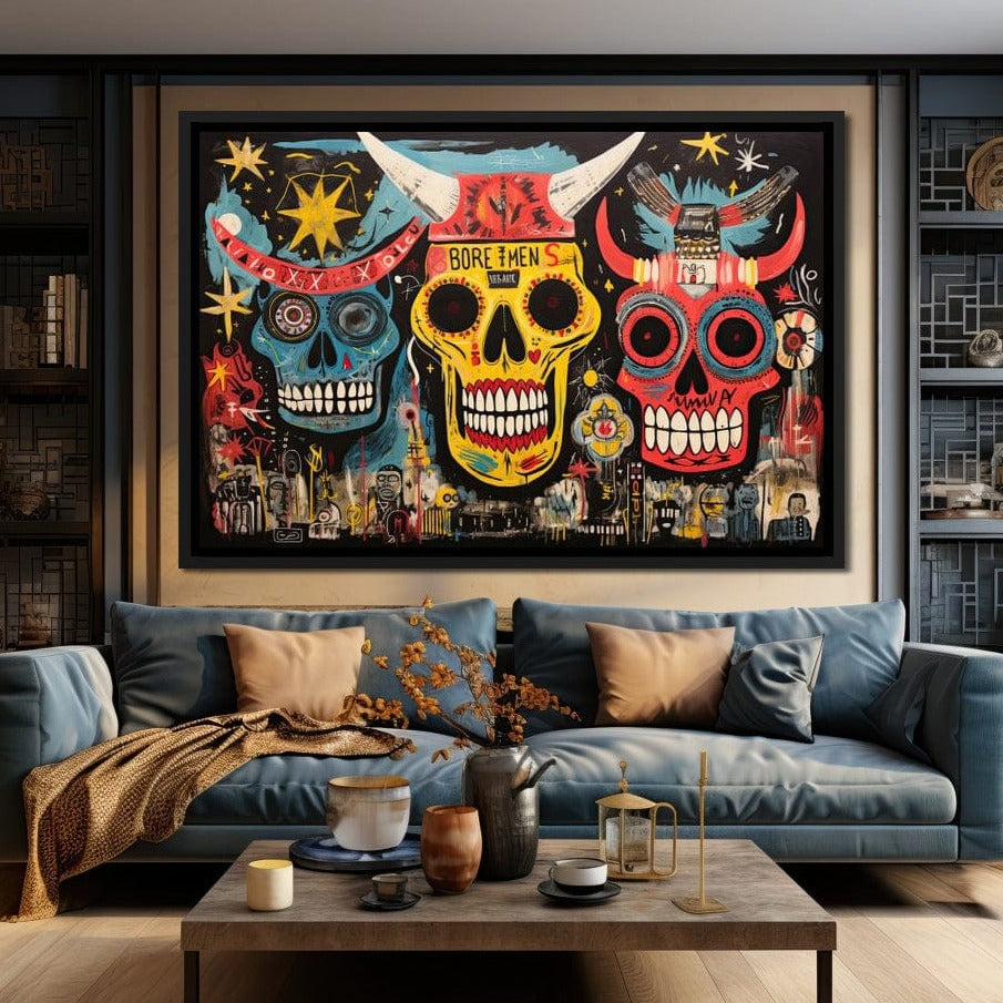 Tribal Skull Symphony Canvas Wall Art