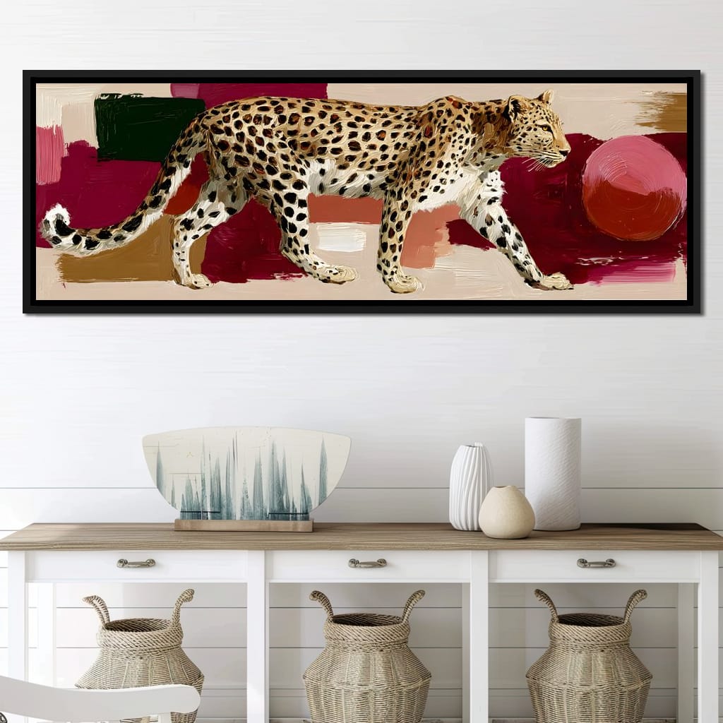 Leopard Stride Sunset Blocks Canvas Wall Art
