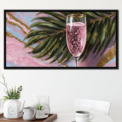 Pink Champagne Palm Luxe Canvas Wall Art